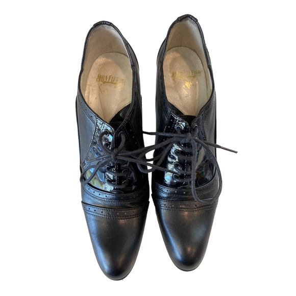 John Fluevog Mansfield Black Brogue Oxford Lace-Up Heels Women’s 8 Vintage 90s - Picture 10 of 10